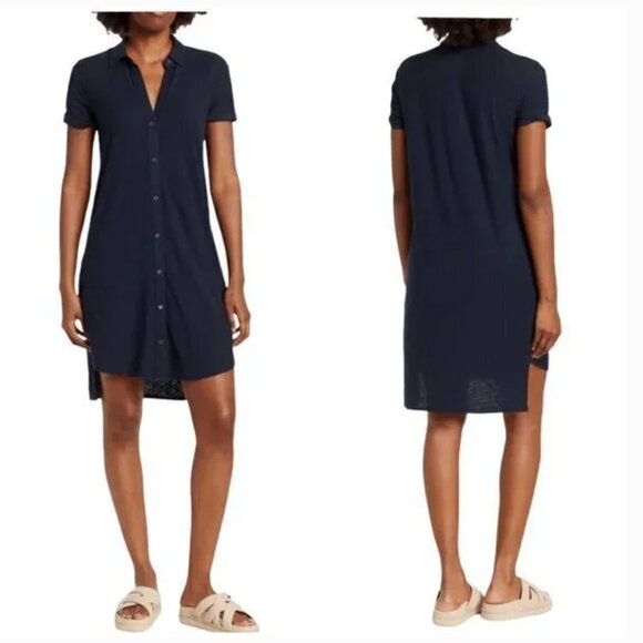 James Perse Short Sleeve Shift Shirt Dress Women's Sz Medium Black Cotton Blend - Picture 1 of 5